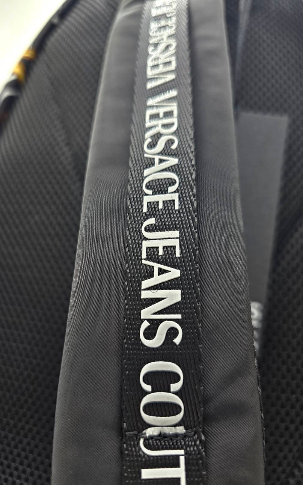 Versace Jeans Couture Logo Black And Yellow Baroque Print Backpack