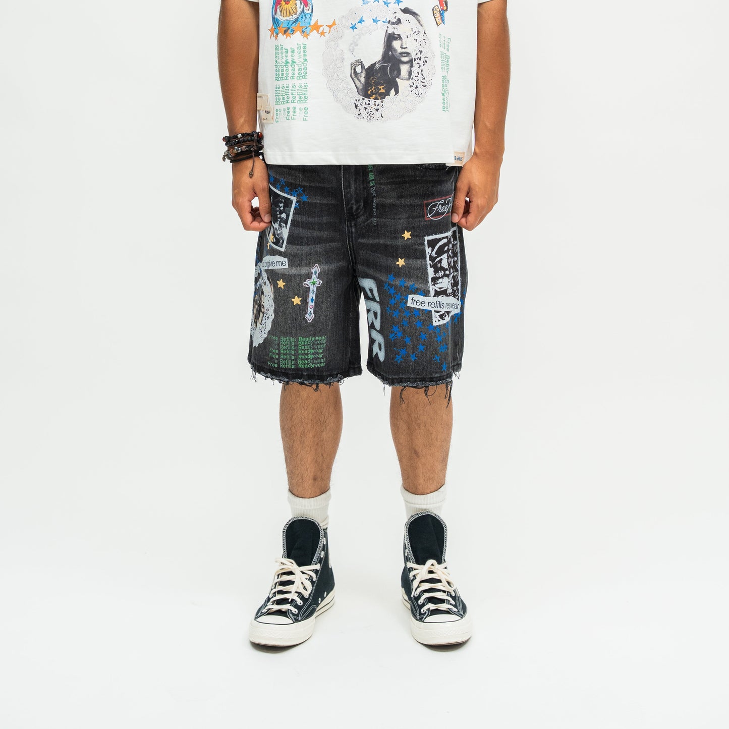 Collage Denim Jorts - Black
