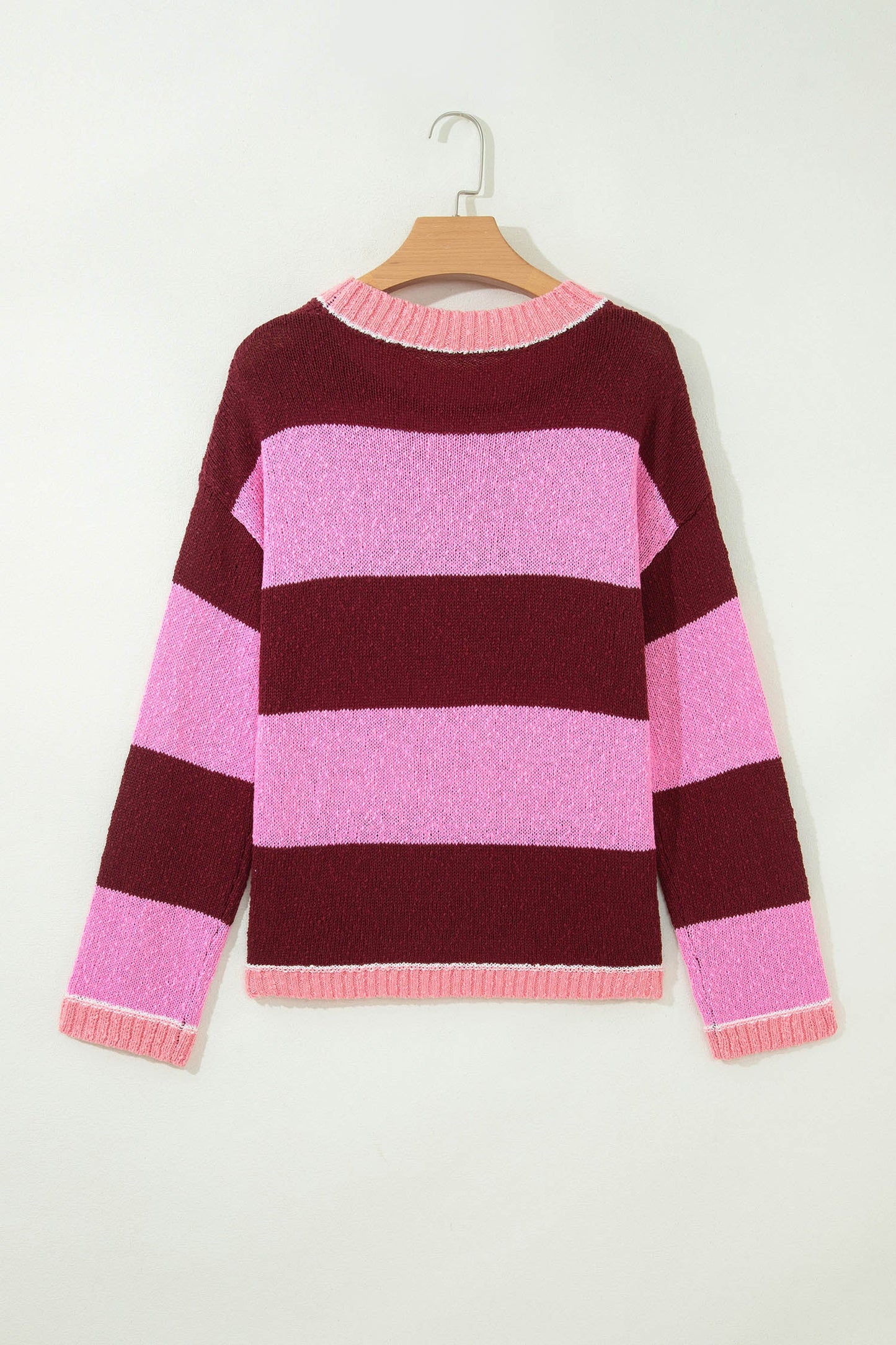 Stripe Drop Shoulder Long Sleeve Knit Sweater