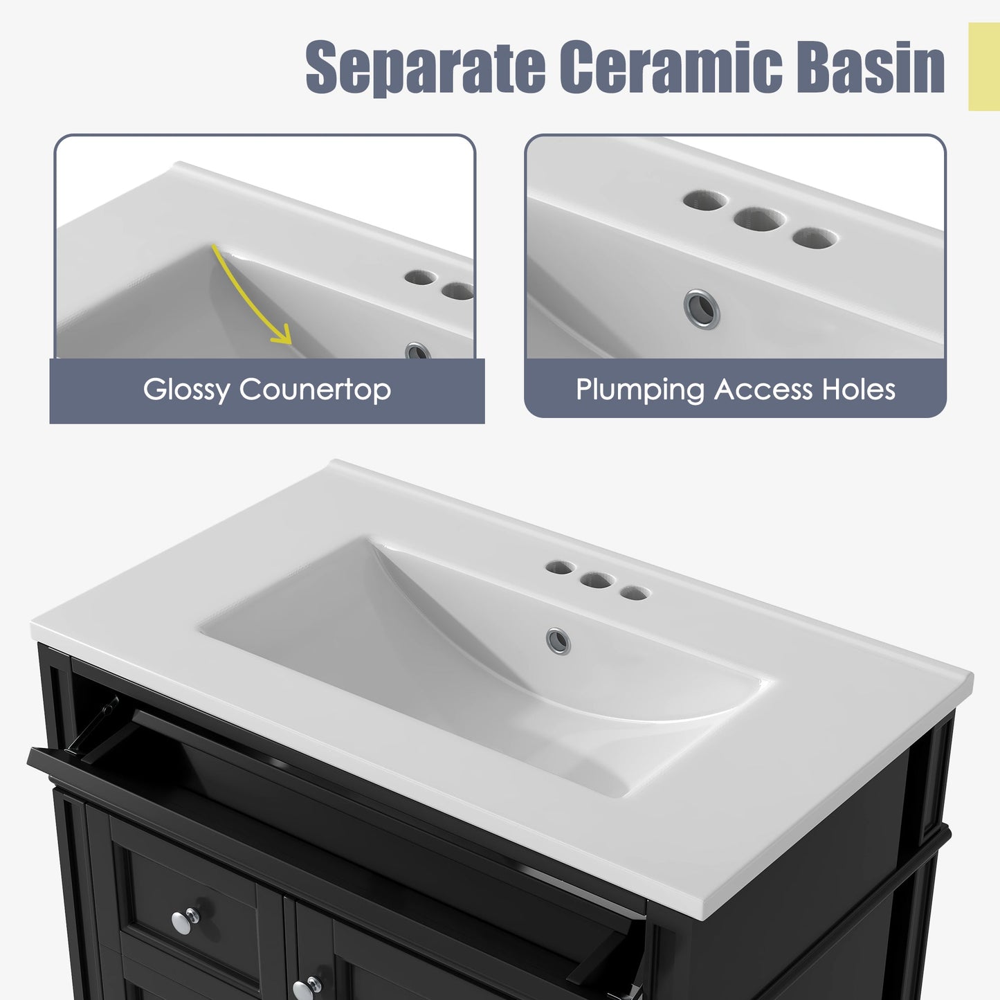 30" Bathroom Vanity with Top Sink