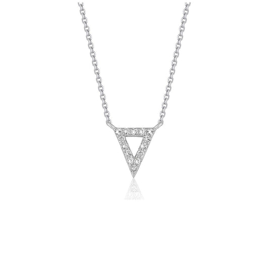 Diamond Inverted Triangle Pendant in 14k White Gold