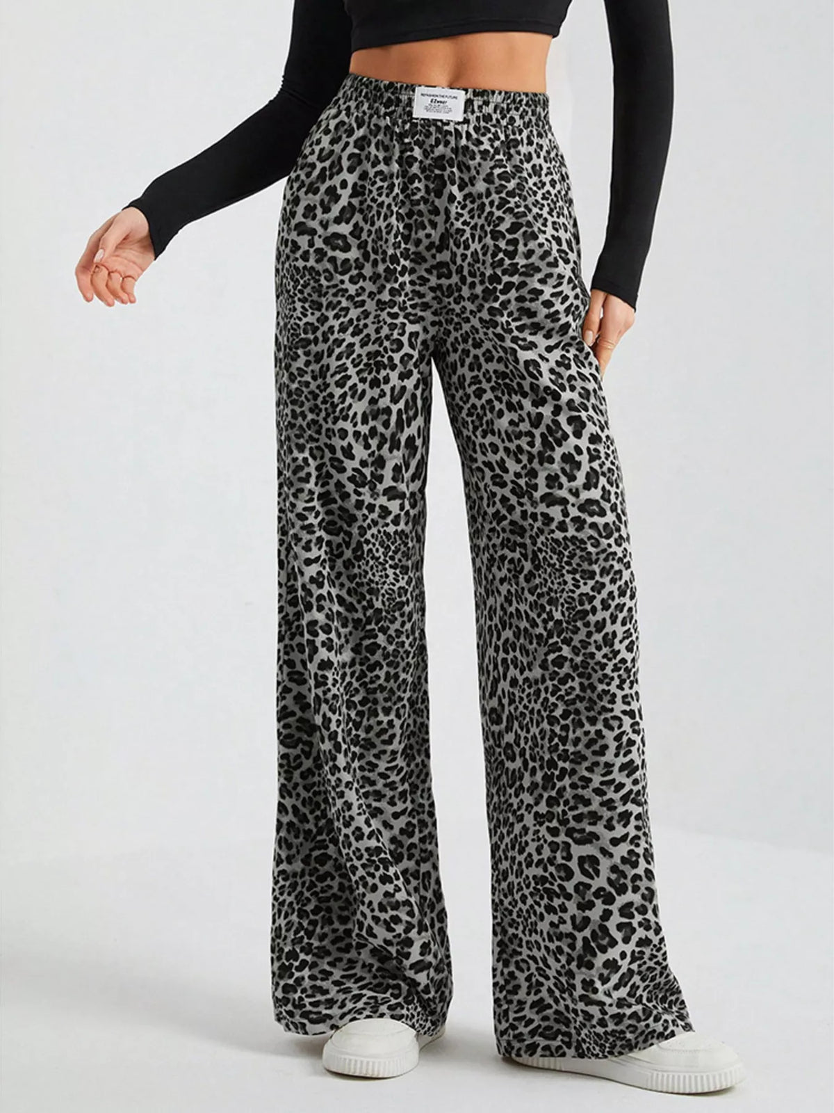 Full Size Leopard Print Wide Leg Pants Plus Size