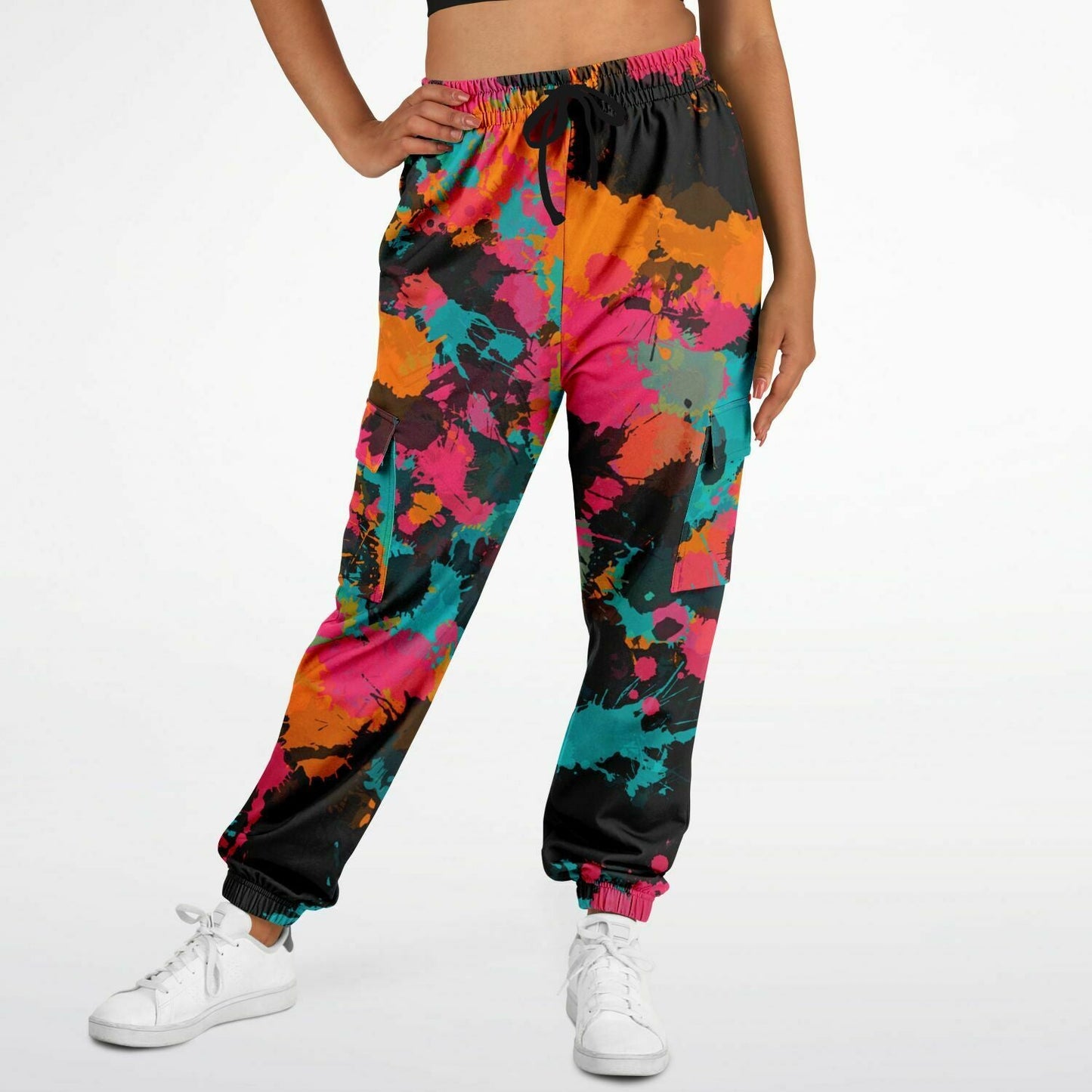 Fiesta Colors Paint Splatter Unisex Cargo Joggers (Fleece Lined)