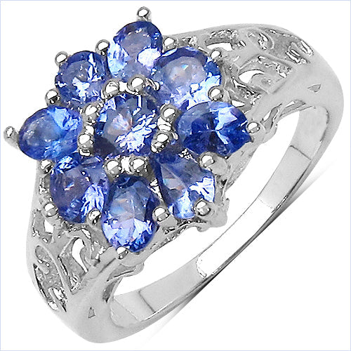 1.65 Carat Genuine Tanzanite .925 Sterling Silver Ring