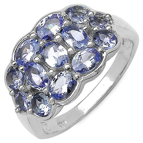 1.73 Carat Genuine Tanzanite .925 Sterling Silver Ring