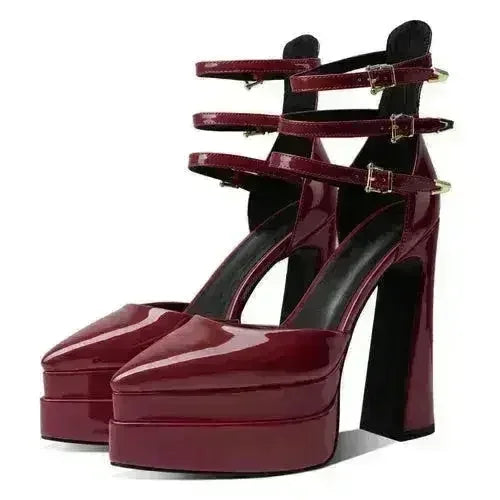 Pointed Toe High Heel Hollow Sandals - 14.5cm Platform Pumps | Femstylo