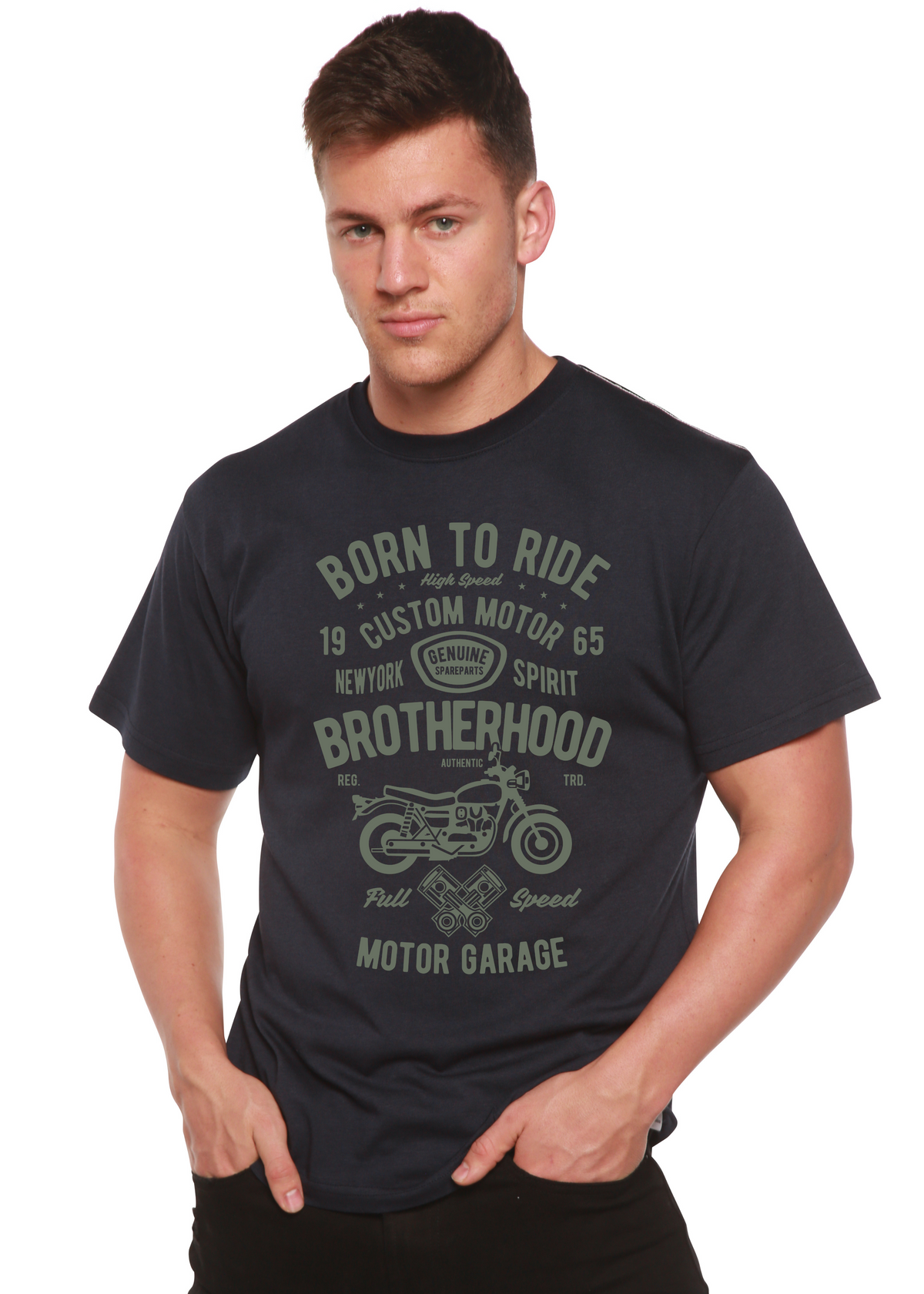 Motorcycle Brotherhood Men's Bamboo Viscose/Organic Cotton Short Sleeve Graphic T-Shirt