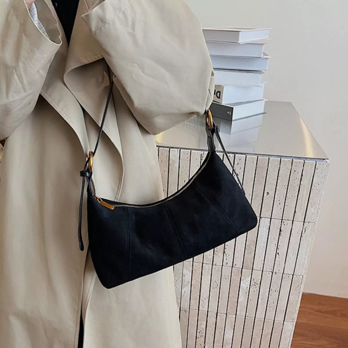 Lightweight Solid Color Shoulder Bag