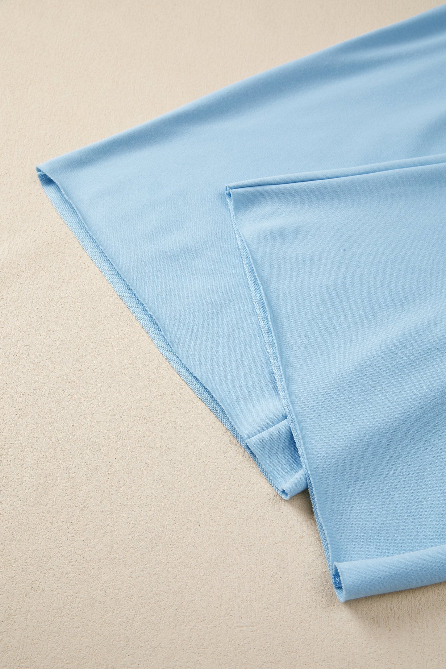 Clearly Aqua Solid Color Loose Tee Drawstring Wide Leg Pants 2pcs Outfit