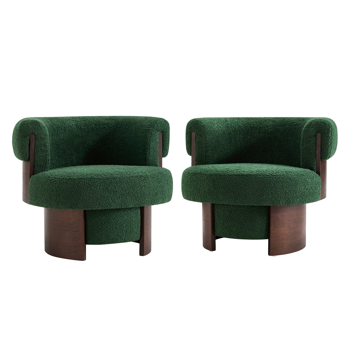 Modern 32'' Wide Curved Sculptural Swivel Barrel Chair, Set of 2