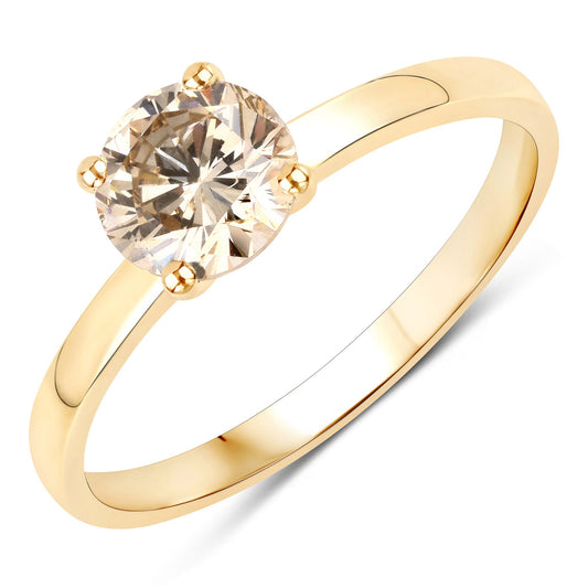 1.00 Carat Genuine TTLB Diamond 14K Yellow Gold Ring