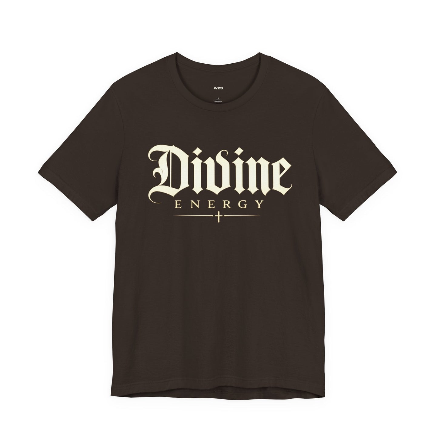 Divine Energy Tee — Gothic Script Faith Graphic | Wear Your Worship
