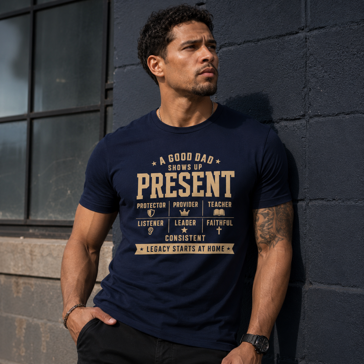 Present Dad Tee — A Good Dad Shows Up