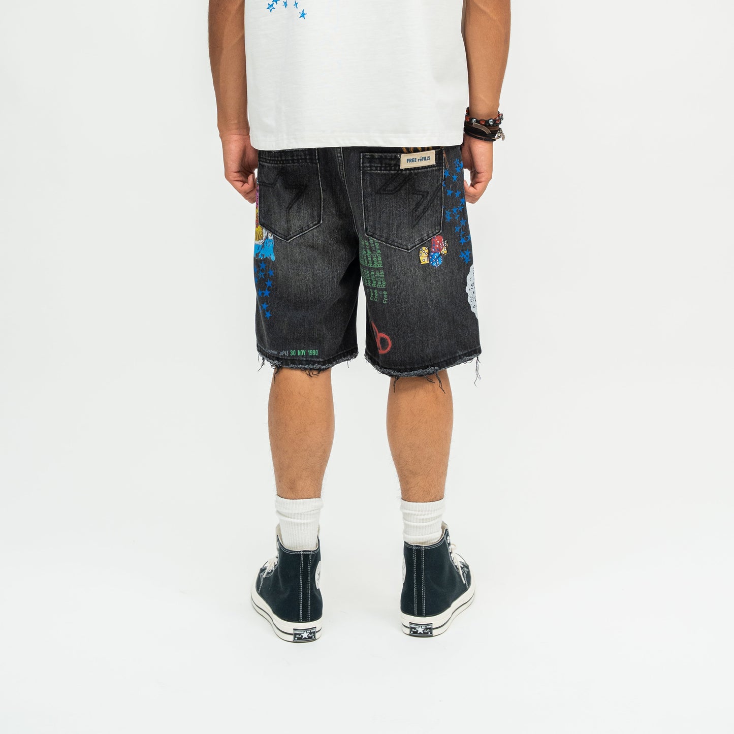 Collage Denim Jorts - Black