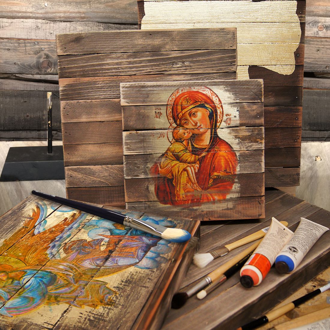 Of Jesus Christ Wooden Gold Plated Religious Christian Sacred Icon - Inspirational Icon Decor - 85030