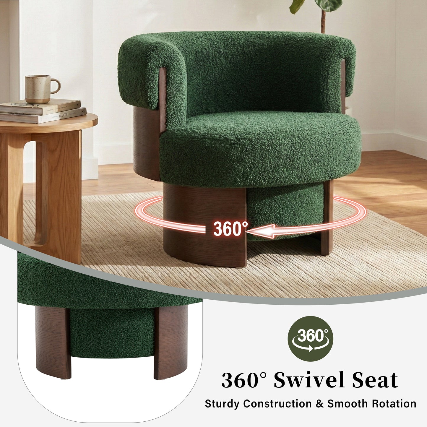 Modern 32'' Wide Curved Sculptural Swivel Barrel Chair, Set of 2