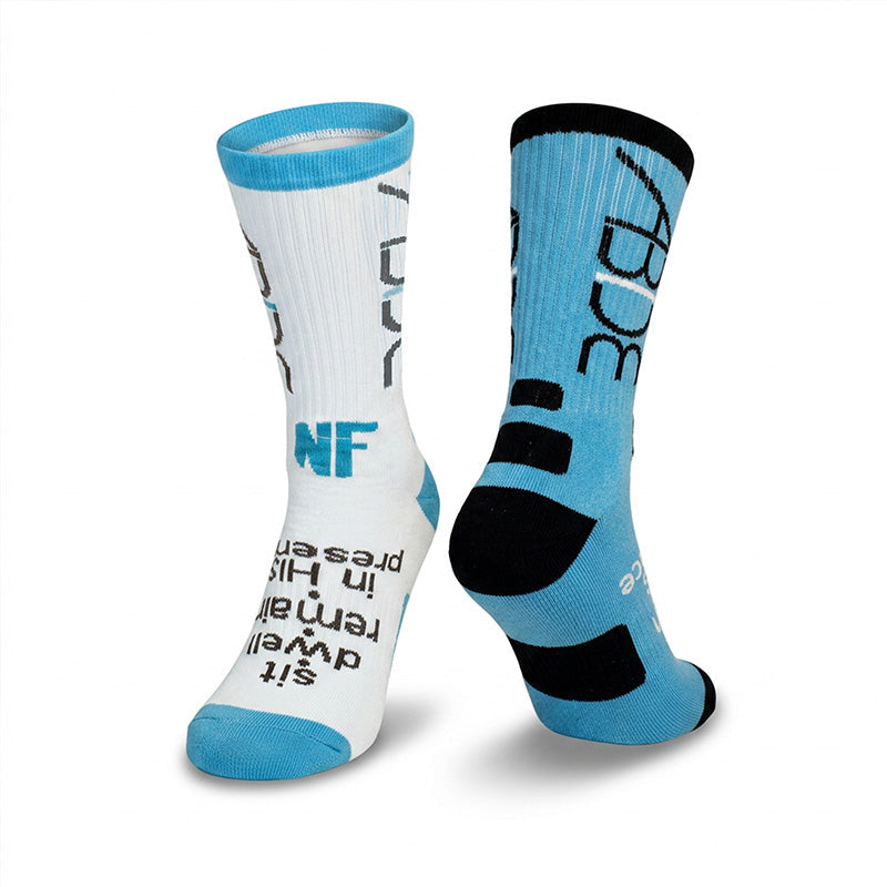 ABIDE (Sit - Dwell - Remain) - Blue Knit Crew Socks