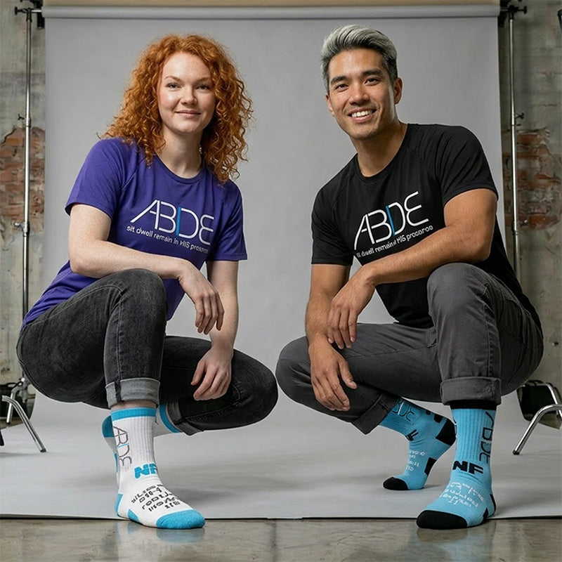 ABIDE (Sit - Dwell - Remain) - Blue Knit Crew Socks