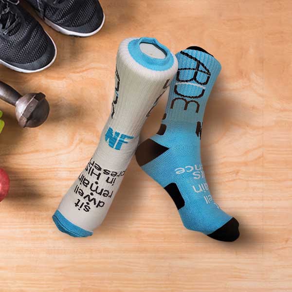 ABIDE (Sit - Dwell - Remain) - White Knit Crew Socks