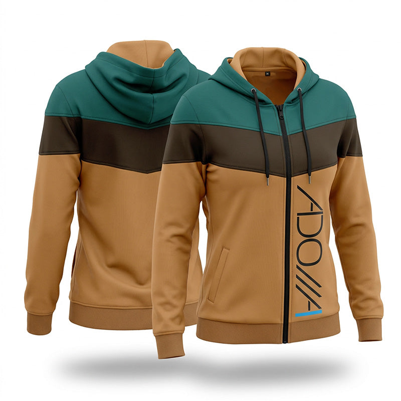 ADONAI (Lord) - Earth Tone Color-block Zip-up Hoodie