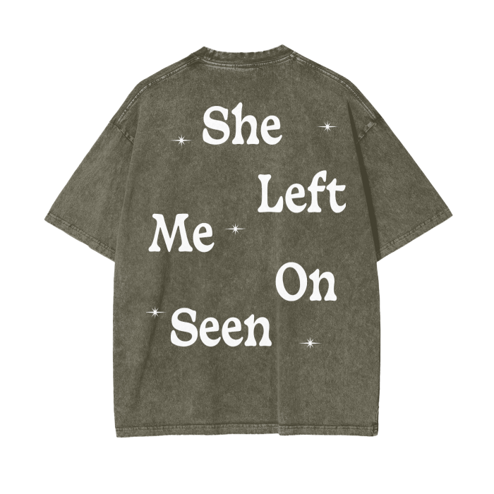 FearLessLI Apperal Li Left On Seen Acid Wash Oversize T-Shirt