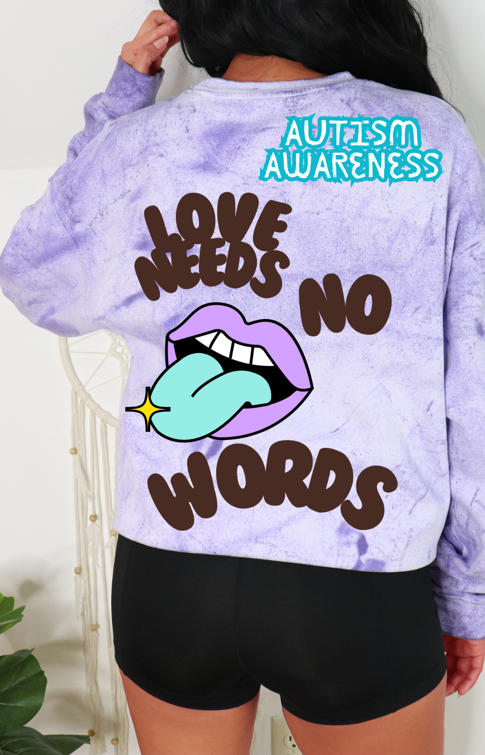 Autism Awareness "Love Needs No Words" Crewneck Sweatshirt