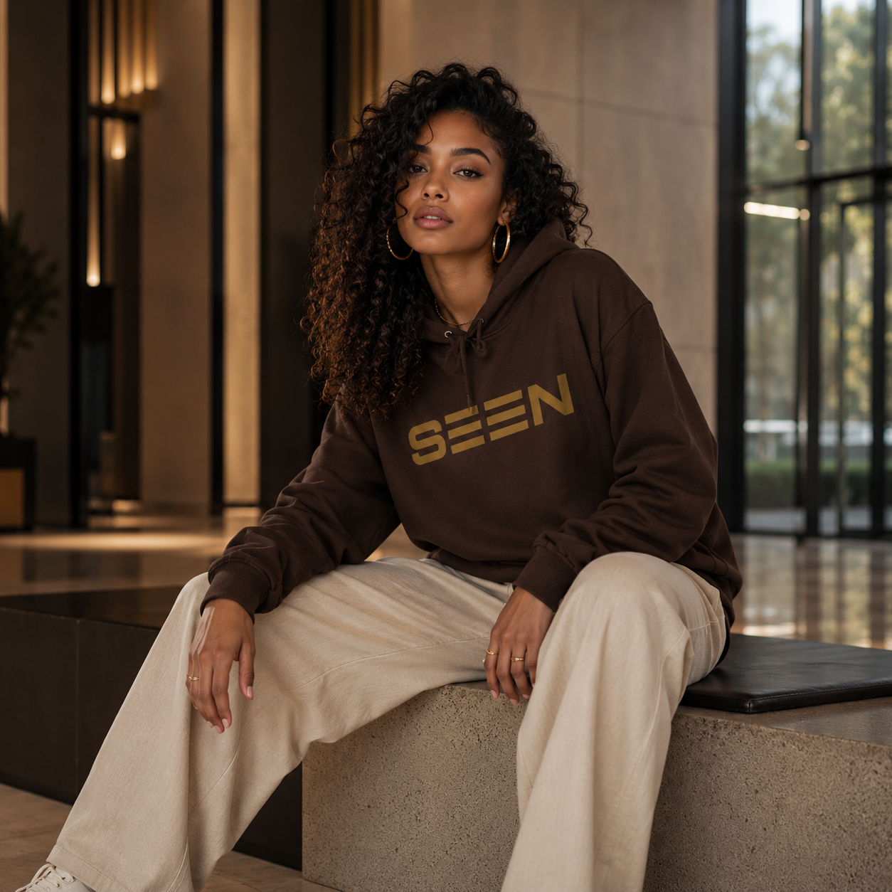 SEEN. Logo Hoodie — Bold Retro Stripe Pullover