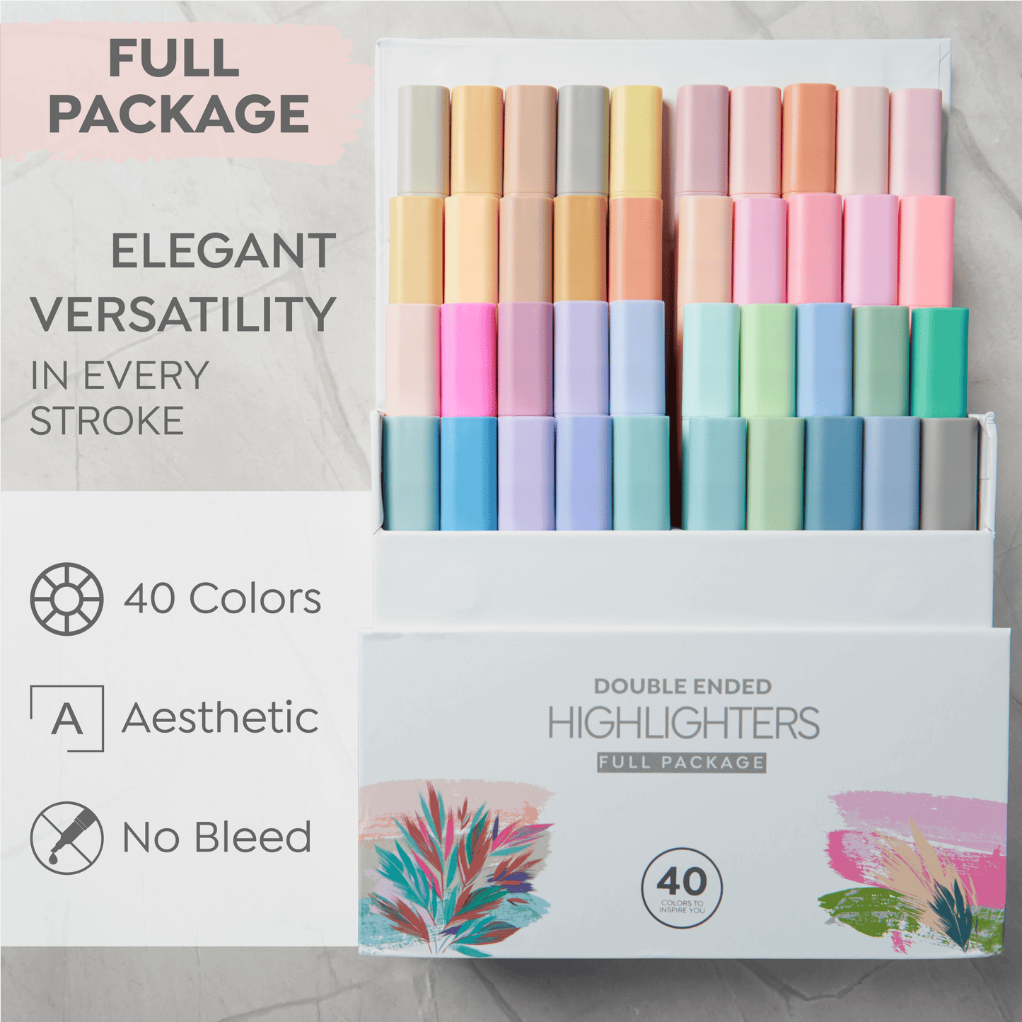 Bible Highlighters No Bleed, Dual Tip Full Package (40 Units)