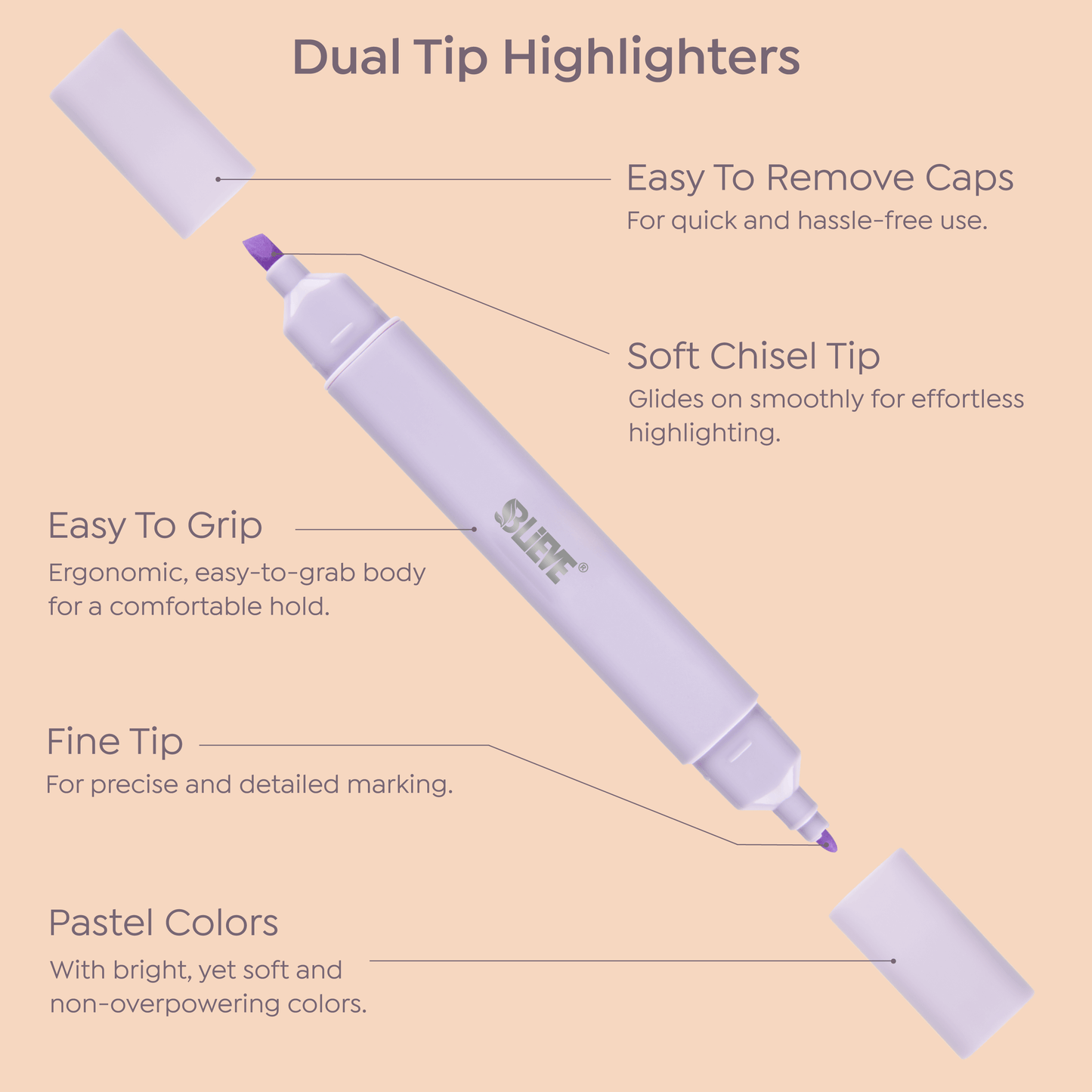 Bible Highlighters No Bleed, Dual Tip (Pastel)