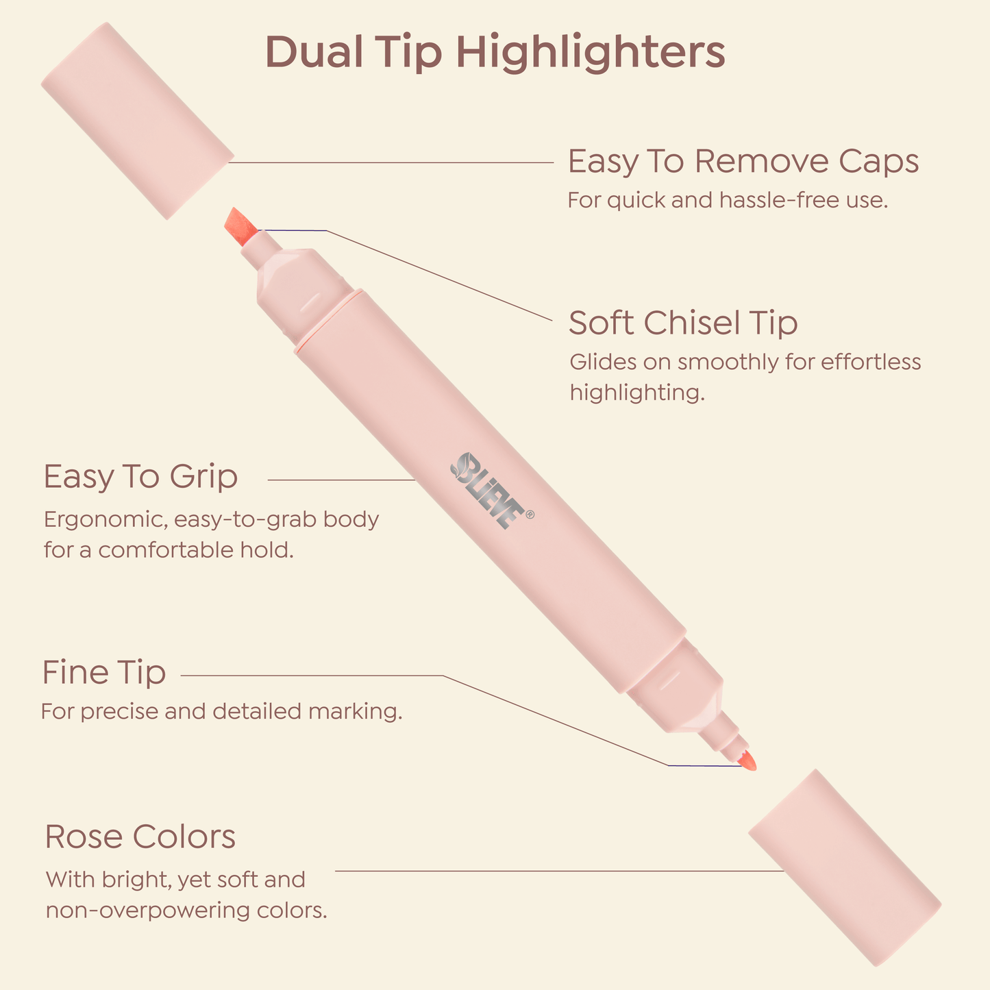 Bible Highlighters No Bleed, Dual Tip (Roses)