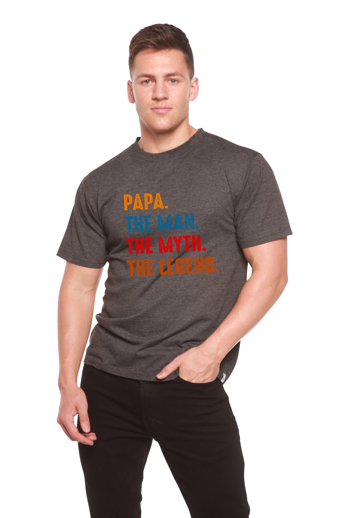 Papa, the Man, the Myth, the Legend Men's Bamboo Viscose/Organic Cotton Short Sleeve Graphic T-Shirt