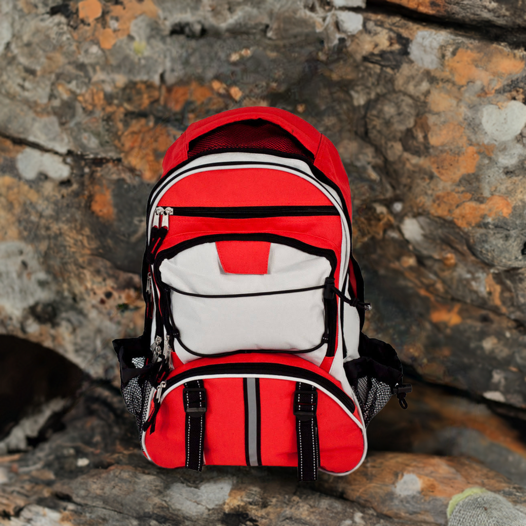 Elite Multi-pocket Hikers Backpack, Red