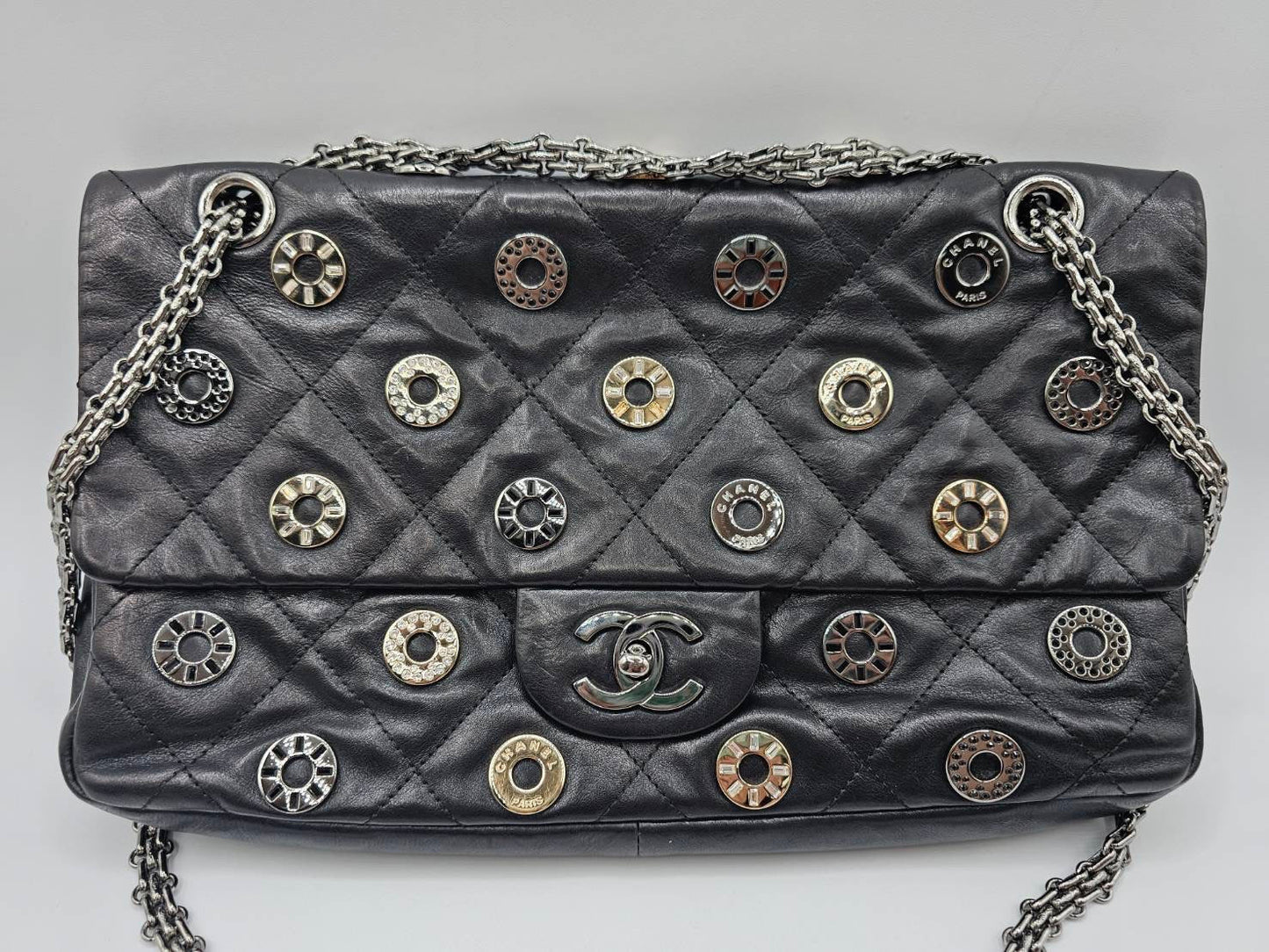 Chanel Star Attitude Flap Bag Grommet Embellished Quilted Leather Large
