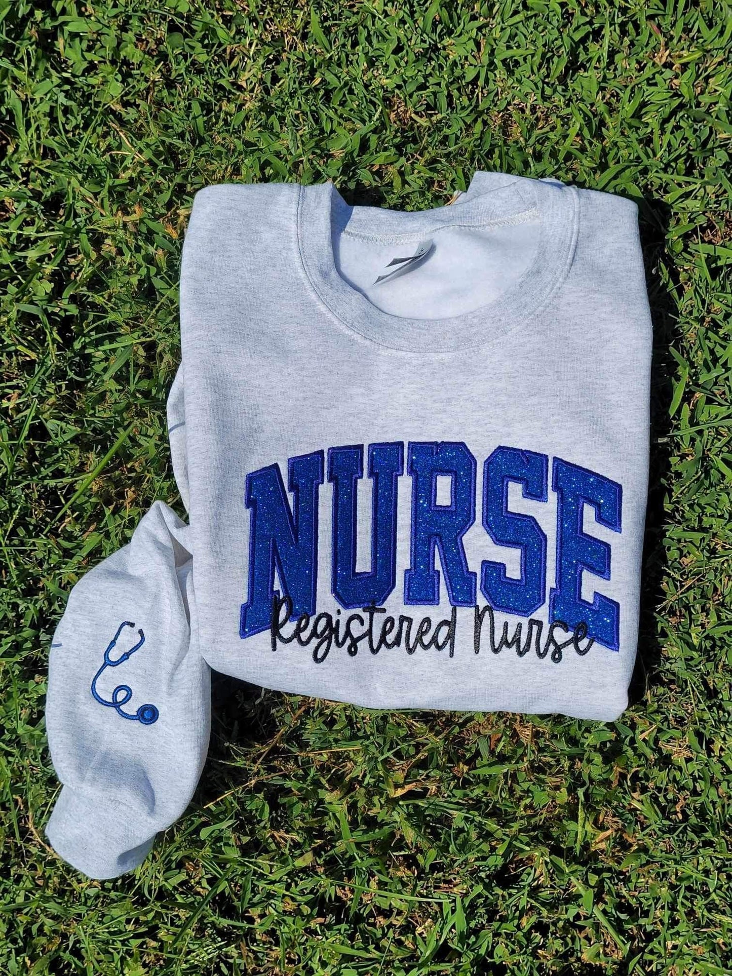 Varsity Glitter Applique Embroidered Shirt | Custom September Script & Personalized Sleeve | Merch Girls