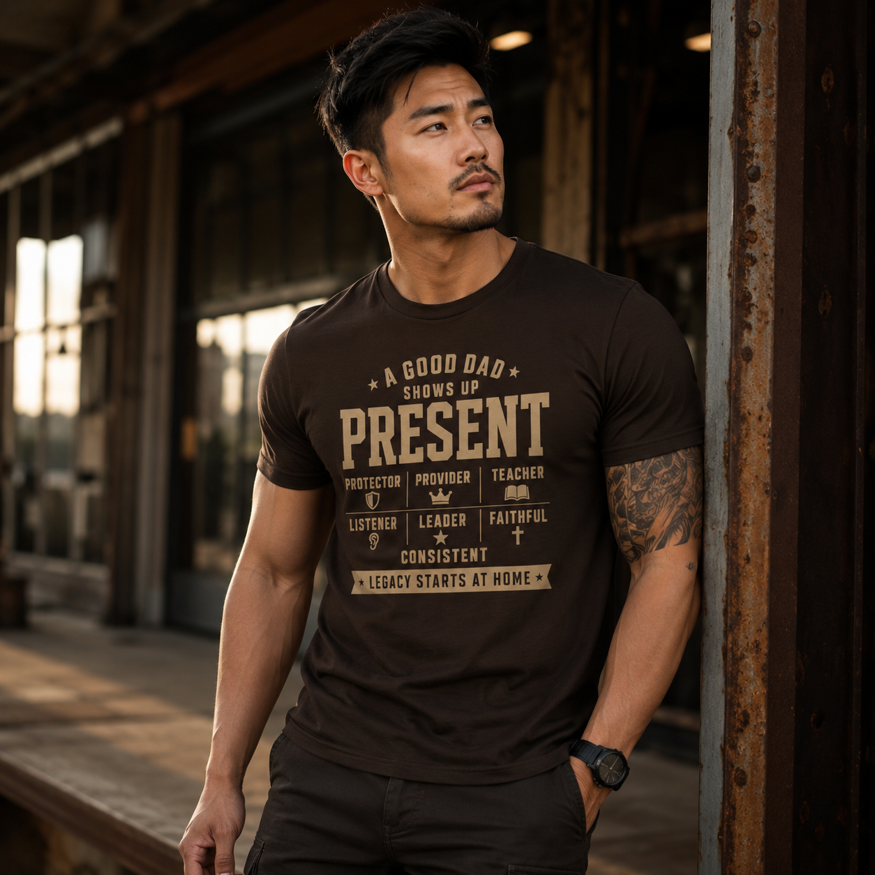 Present Dad Tee — A Good Dad Shows Up
