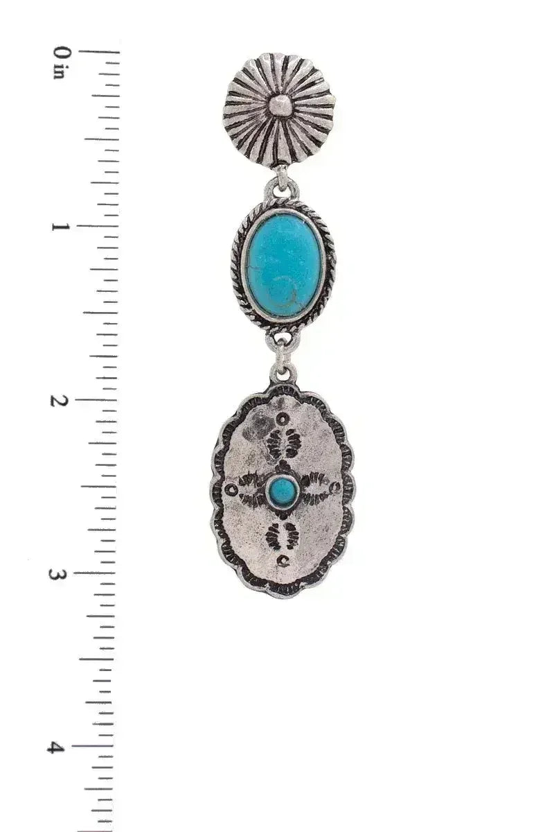 Turquoise Oval Dangle Earrings | Imported Statement Earrings - Femstylo