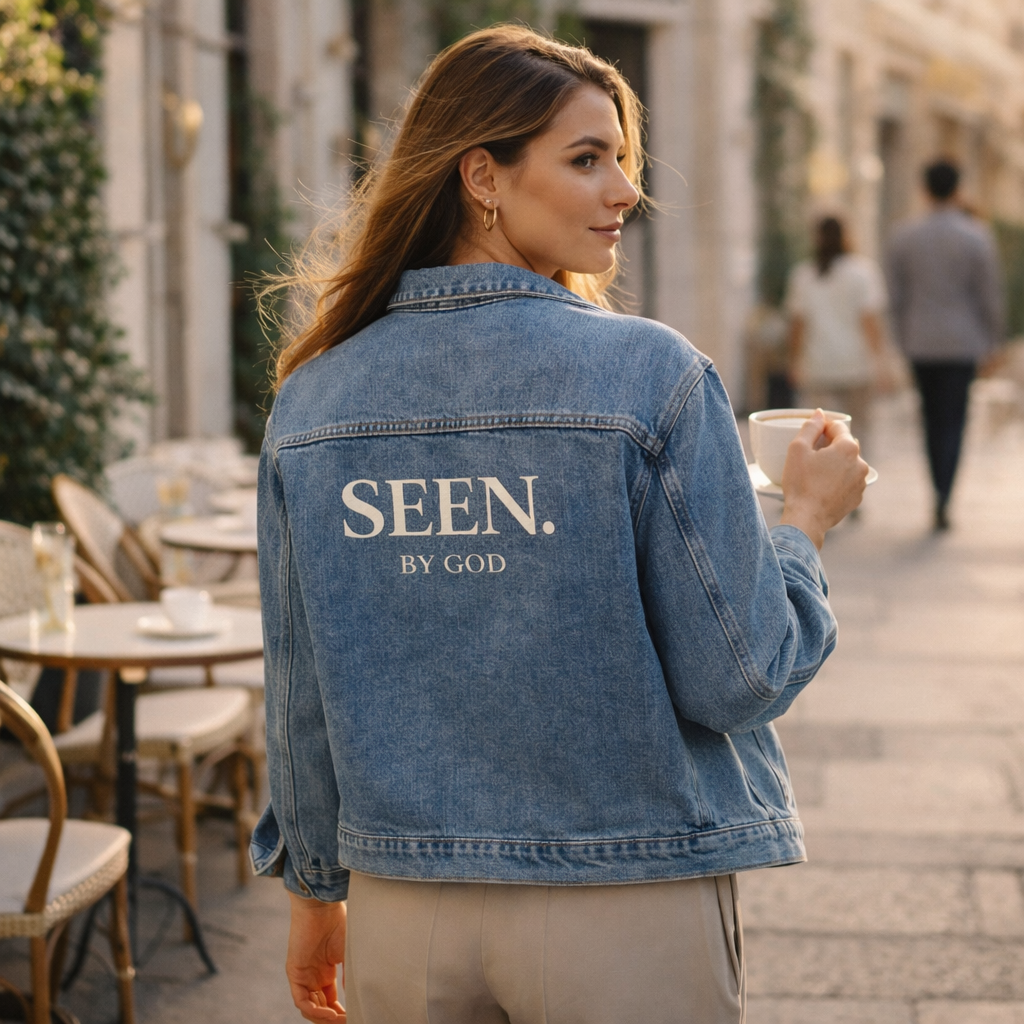 SEEN. BY GOD Women's Oversized Denim Jacket — Faith Statement Streetwear