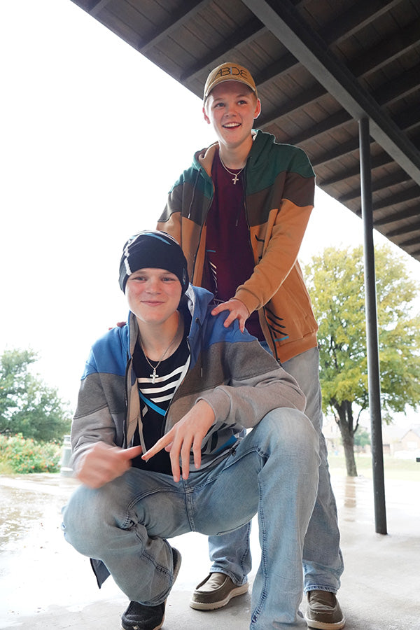 I AM (YHWH)- Gray & Blue Color-block Zip-up Hoodie