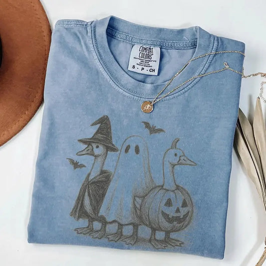 Comfort Colors Goose Halloween Shirt - Funny Ghost & Pumpkin Tee