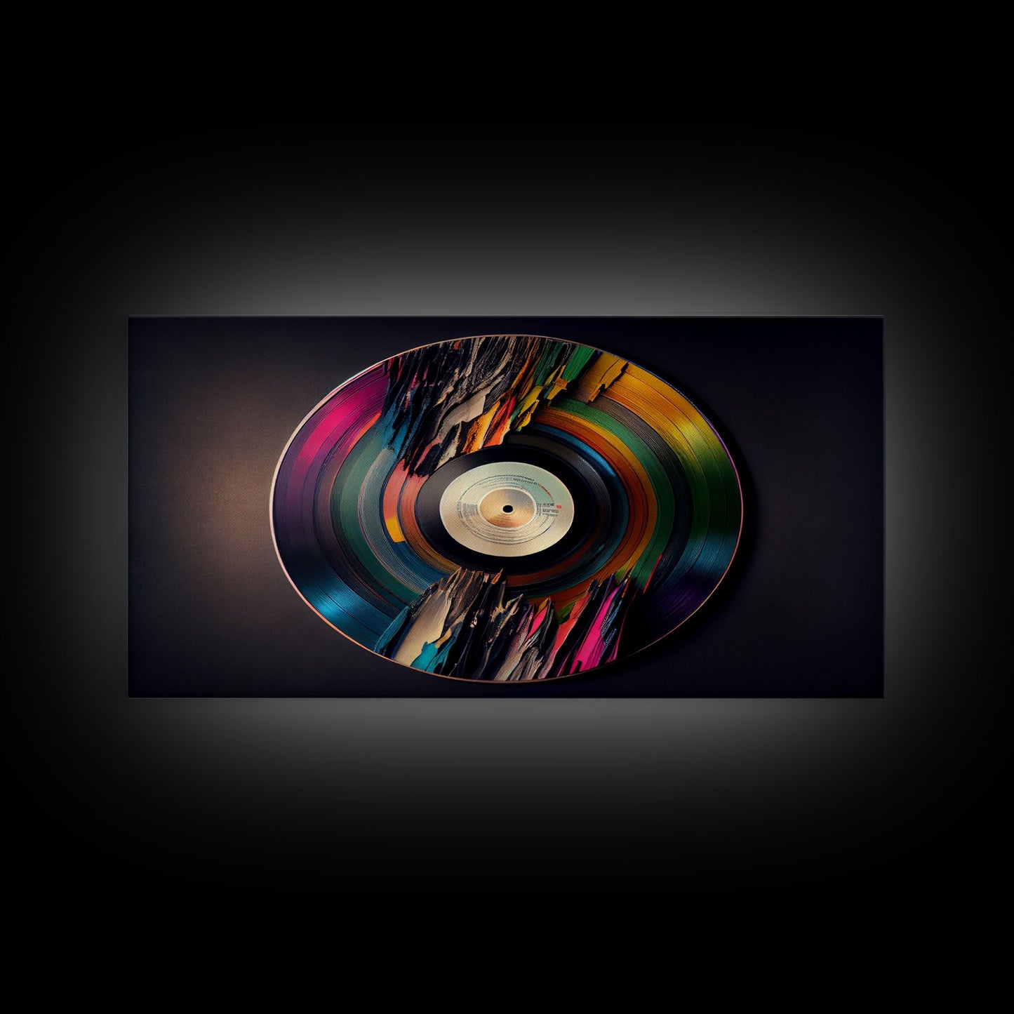 Synthwave vinyl record art, canvas print, framed wall art, interior design, musical wall art, music room decor