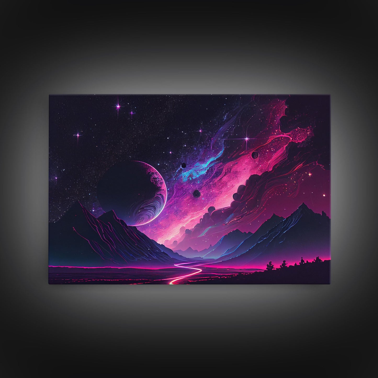 Alien Planet Fantasy Landscape Mountains Pink Voilet Fine Art Print, Wall Art Print, Wall Poster, Wall Décor