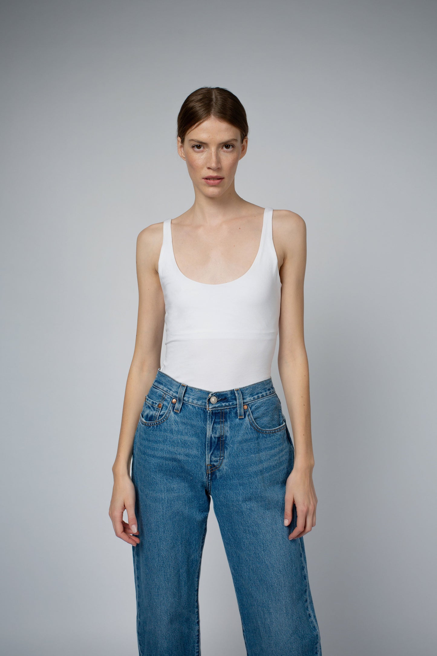 AVA ORGANIC COTTON BRA TANK TOP IN WHITE