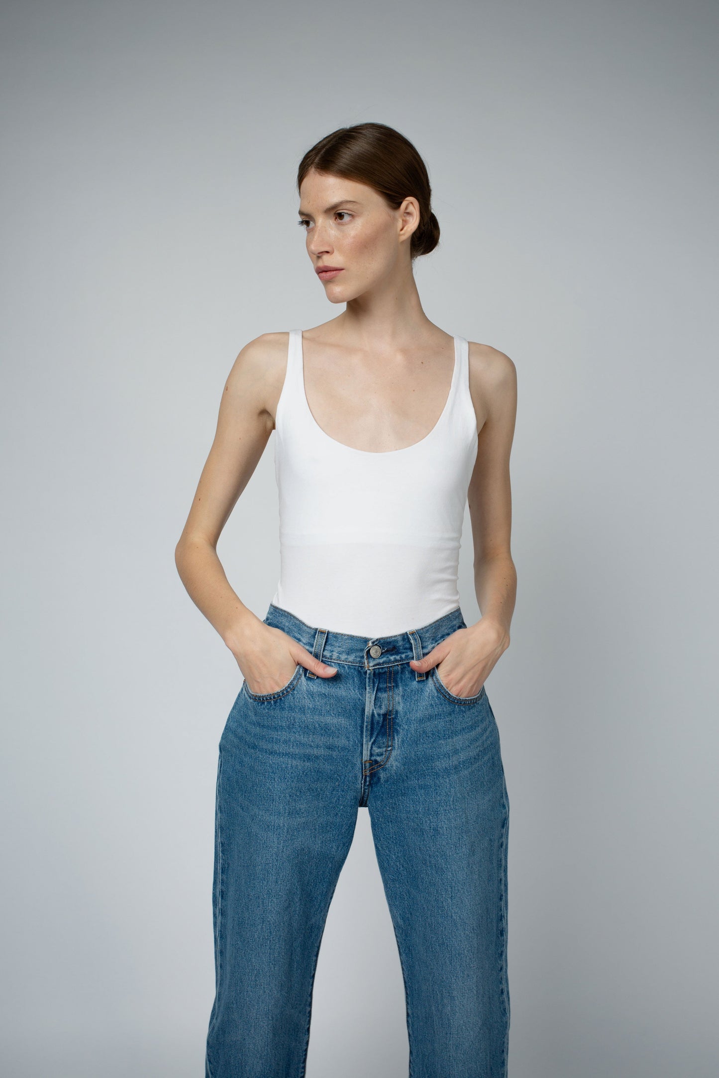 AVA ORGANIC COTTON BRA TANK TOP IN WHITE