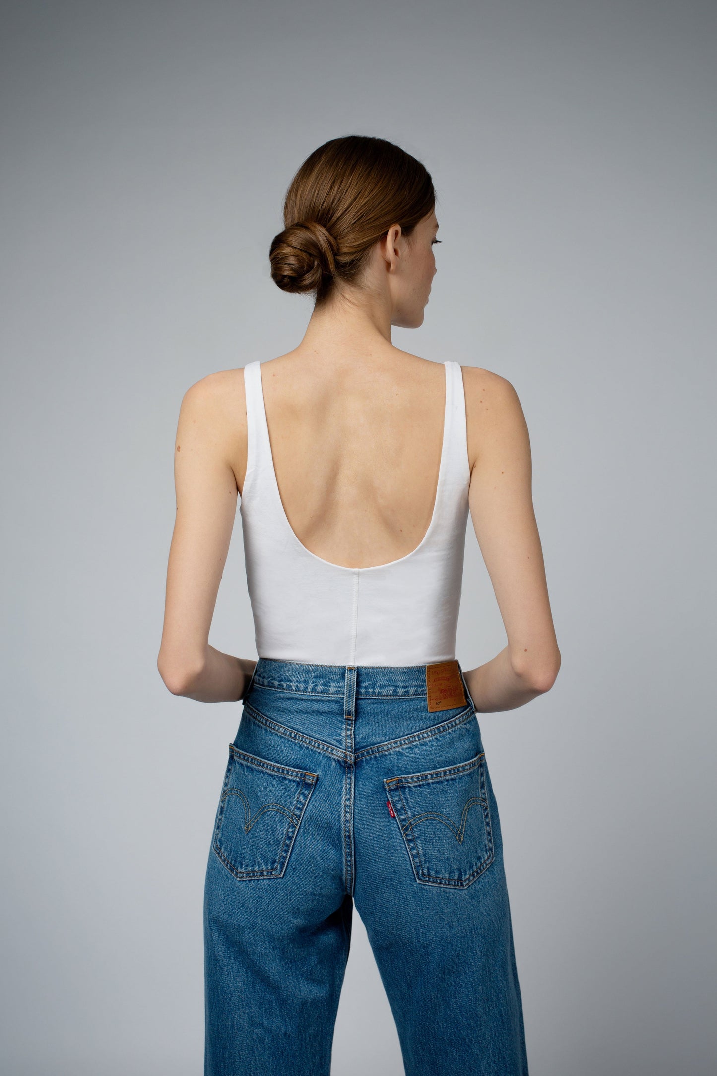 AVA ORGANIC COTTON BRA TANK TOP IN WHITE