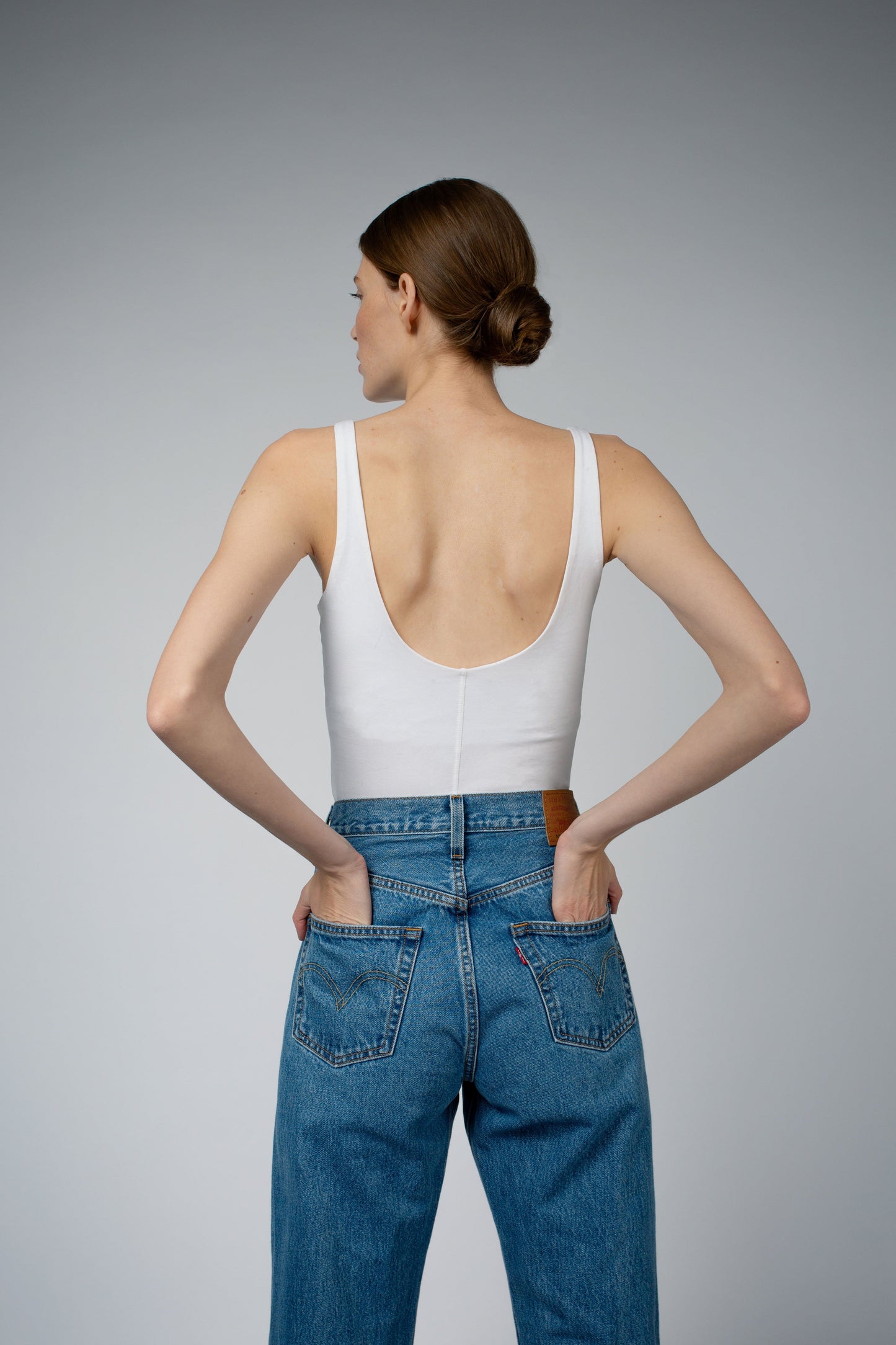 AVA ORGANIC COTTON BRA TANK TOP IN WHITE