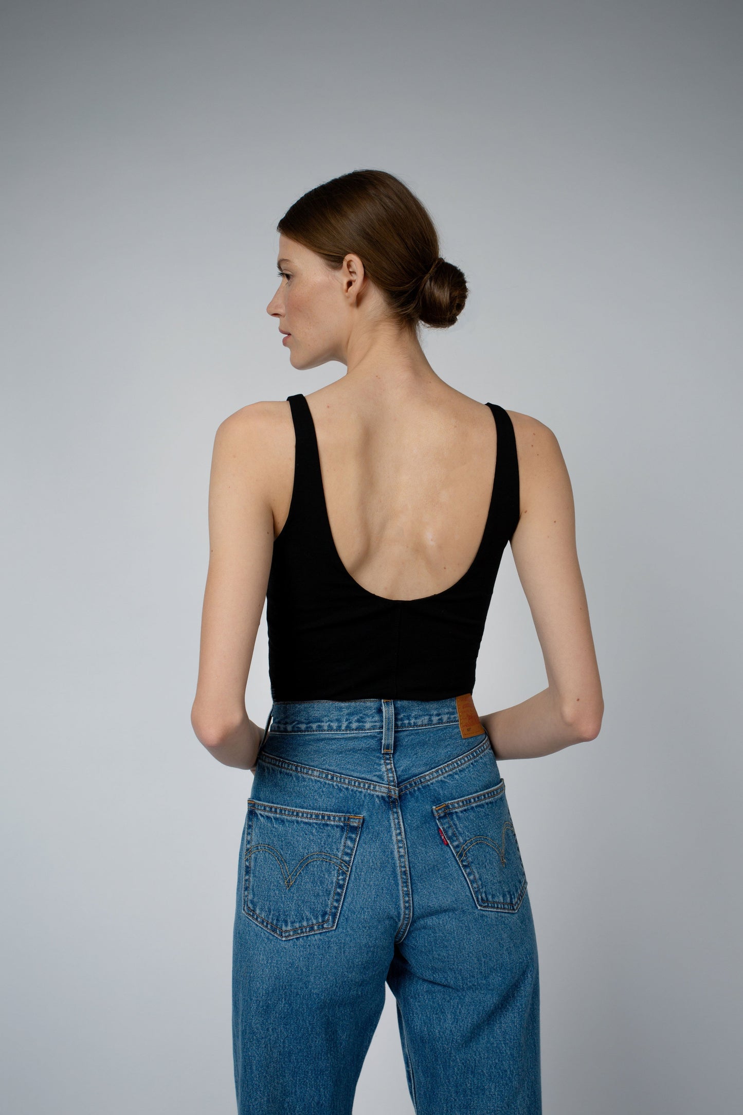 AVA ORGANIC COTTON BRA TANK TOP IN BLACK