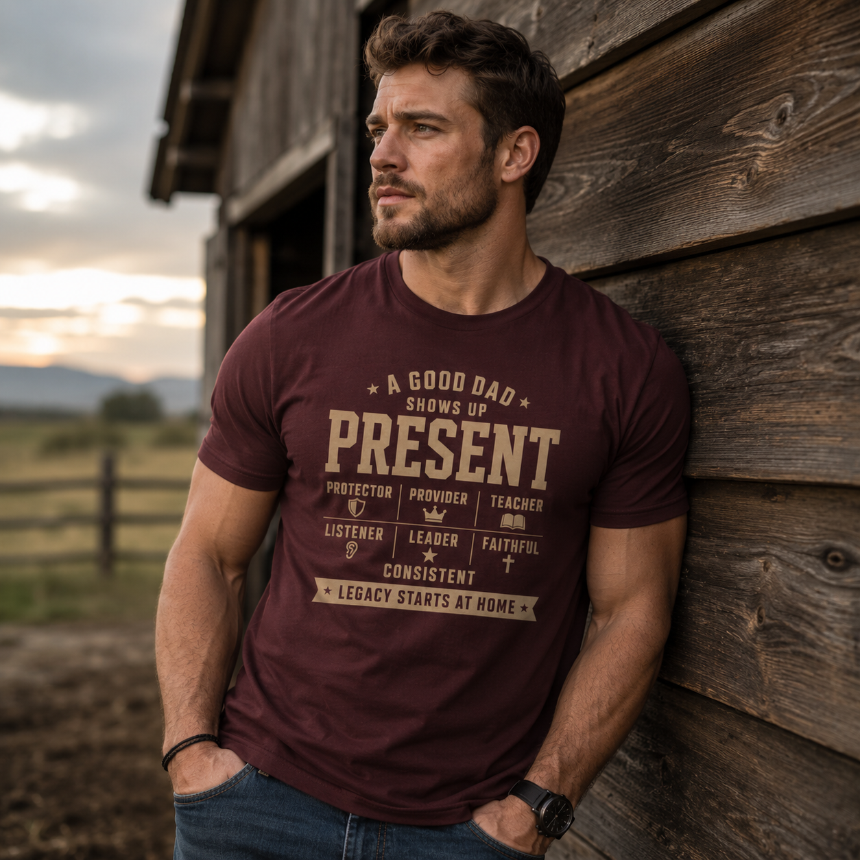 Present Dad Tee — A Good Dad Shows Up