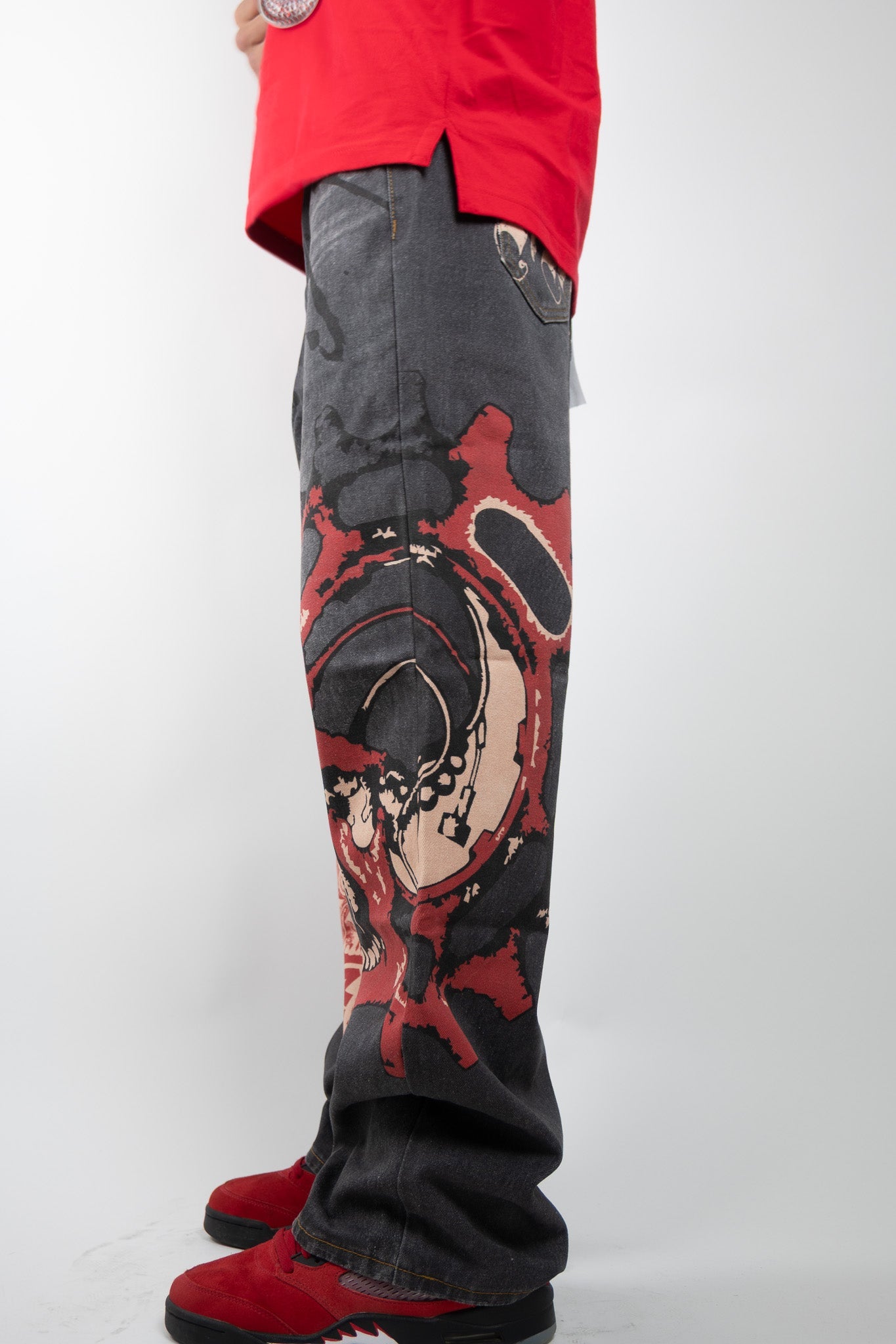 RM200B - Graphic Printed Baggy Jeans