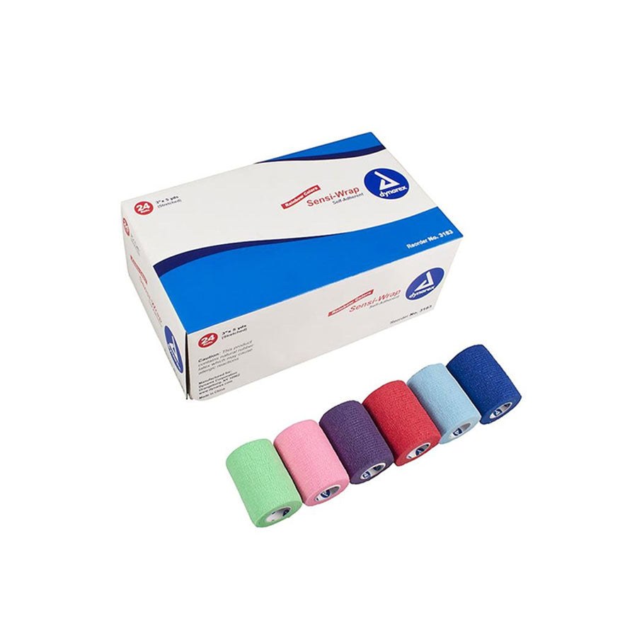 Dynarex Sensi Wrap Self Adherent Wrap - Rainbow, 4 of Each Color, 3"x 5 yards, 24/cs