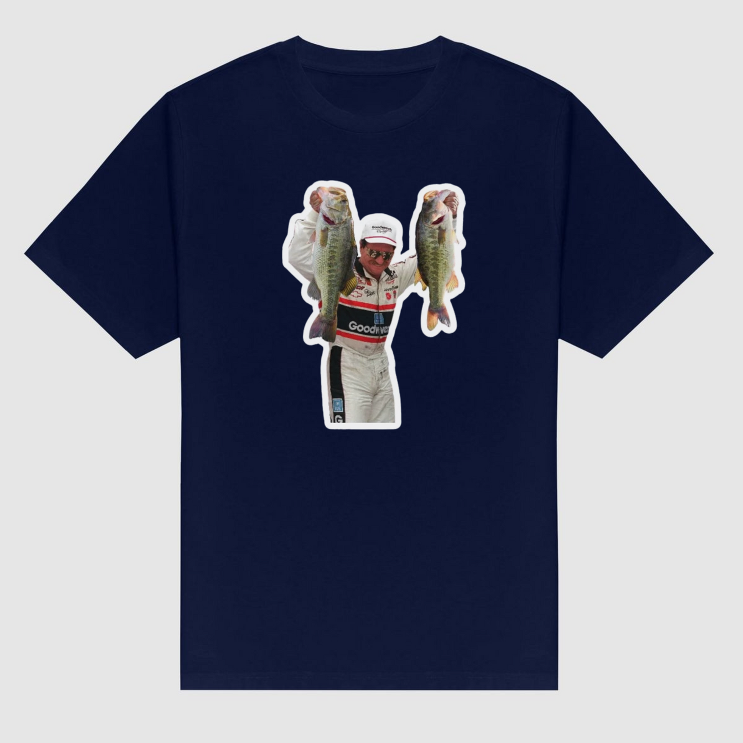 Dale Earnhardt "Bass Angler" Fishing Graphic Tee – Vintage NASCAR Legend Shirt